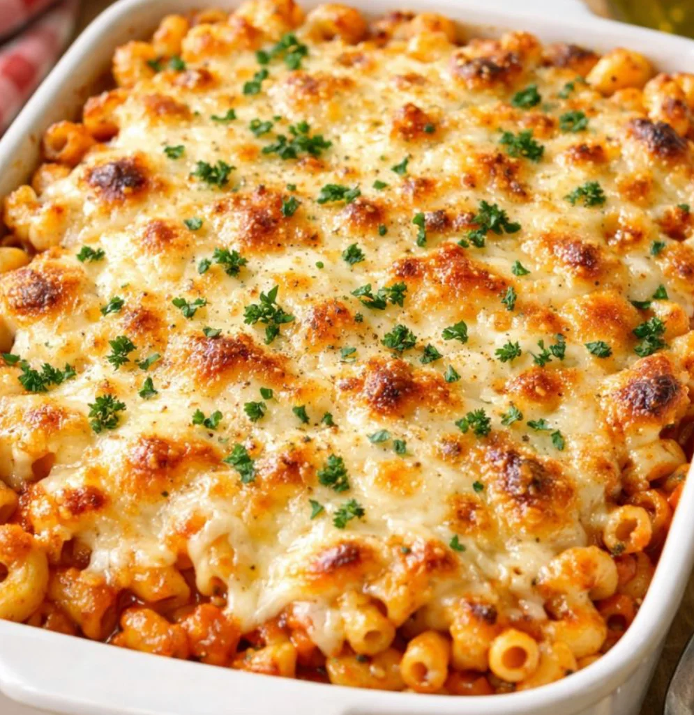 Oven-Baked 4-Ingredient Zesty Italian Macaroni: The Easiest Pasta Bake