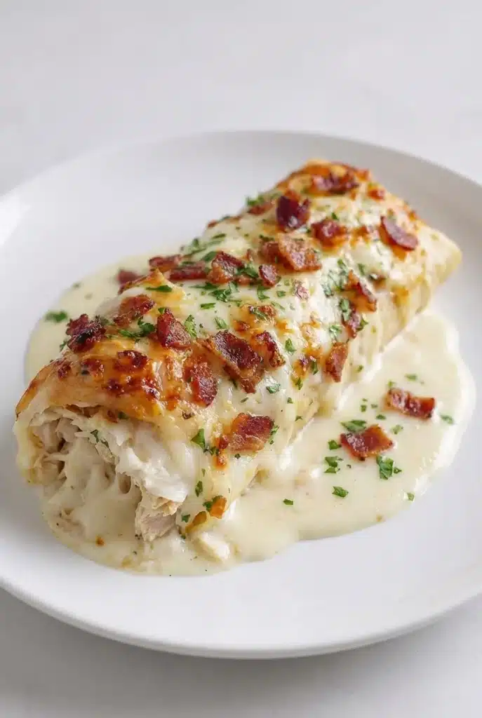 Loaded Bacon Chicken Alfredo Stuffed Breadstick Bombs
